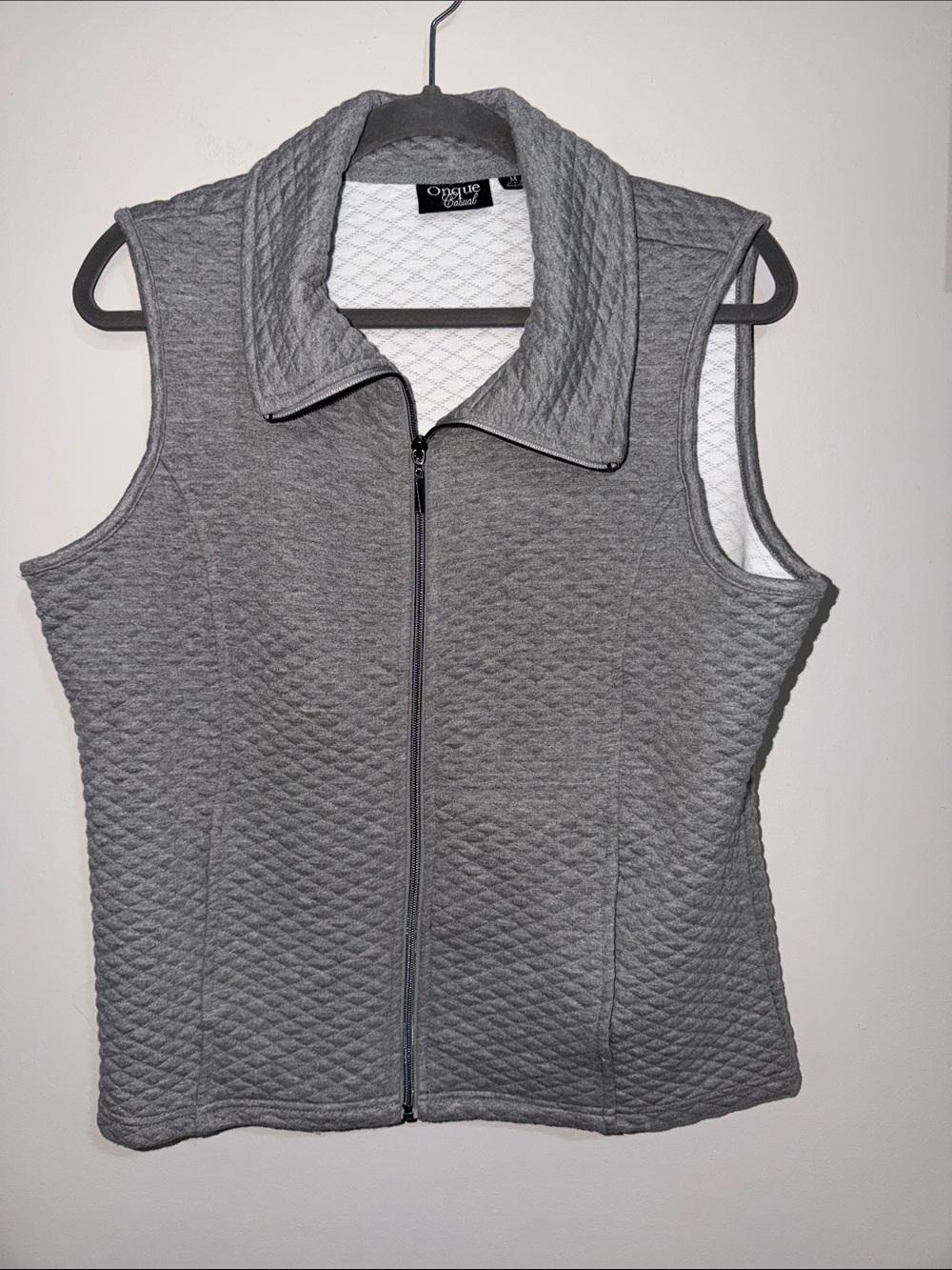 Onque Casuals Quilted Zip-Front Vest - Gray